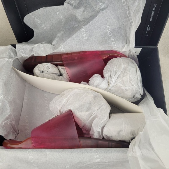 Coach Ulyssa Rubber Slide Sandals Petunia Black Cherry Pink C3068 Womens 8 B - Picture 2 of 6